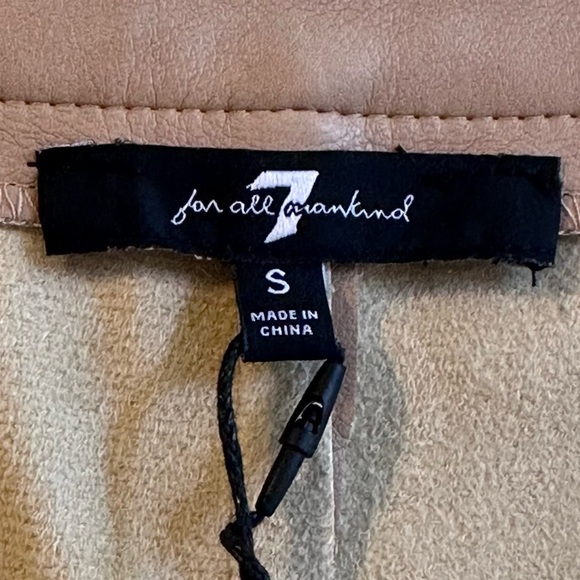 New 7 FOR ALL MANKIND Faux Leather Cargo Pants Vegan Tan Drawstring Ankle Wmn S - Picture 10 of 16